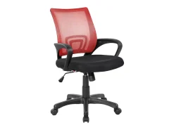 Cadeira de escritório Lismore, Cadeira de trabalho em malha com braços, Assento de escritório ergonômico, 59x54h90/100 cm, Preto e Vermelho