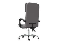 Cadeira de escritório reclinável couro artificial cinzento