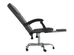 Cadeira de escritório reclinável couro artificial cinzento