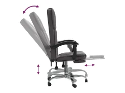 Cadeira de escritório reclinável couro artificial cinzento
