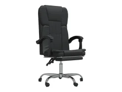 Cadeira de escritório reclinável couro artificial preto