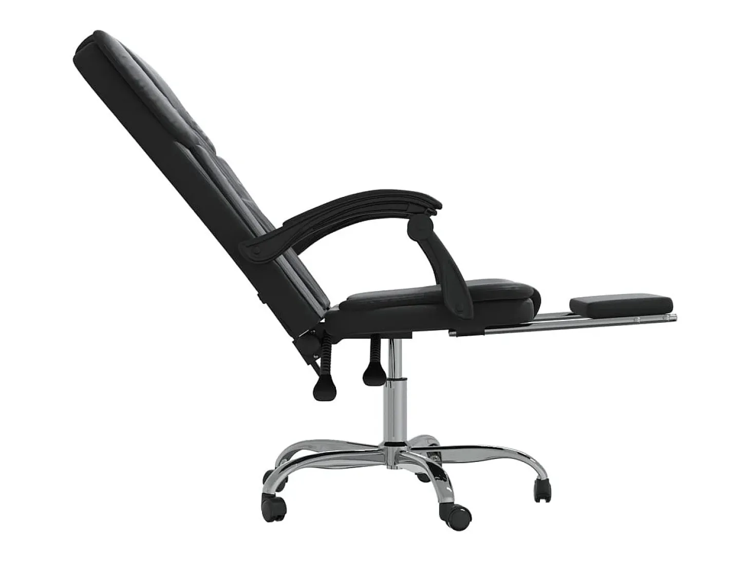 Cadeira de escritório reclinável couro artificial preto