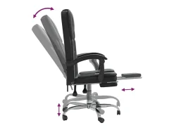 Cadeira de escritório reclinável couro artificial preto