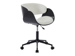 Cadeira de escritório tecido bouclé e metal branco e preto altura ajustável - JELSA