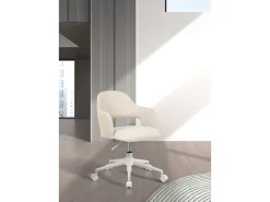 Cadeira de estudo em tecido com rodas - A71/81cm x C58cm x P58cm bege - Mia