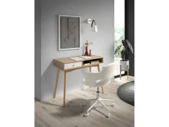 Cadeira de estudo em tecido com rodas - A71/81cm x C58cm x P58cm bege - Mia