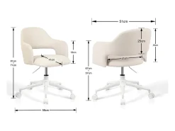 Cadeira de estudo em tecido com rodas - A71/81cm x C58cm x P58cm bege - Mia