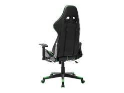 Cadeira de gaming c/ apoio de pés couro artificial preto/verde