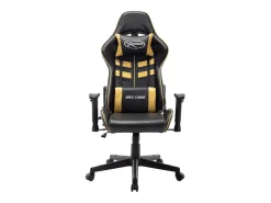 Cadeira de gaming couro artificial preto e dourado
