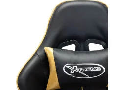 Cadeira de gaming couro artificial preto e dourado
