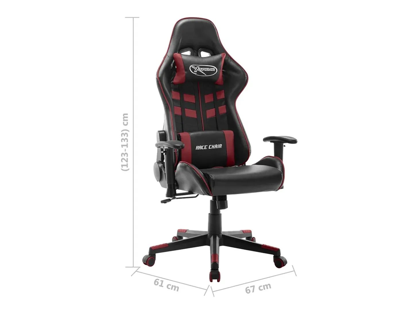 Cadeira de gaming couro artificial preto e vermelho tinto