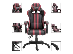 Cadeira de gaming couro artificial vermelho tinto
