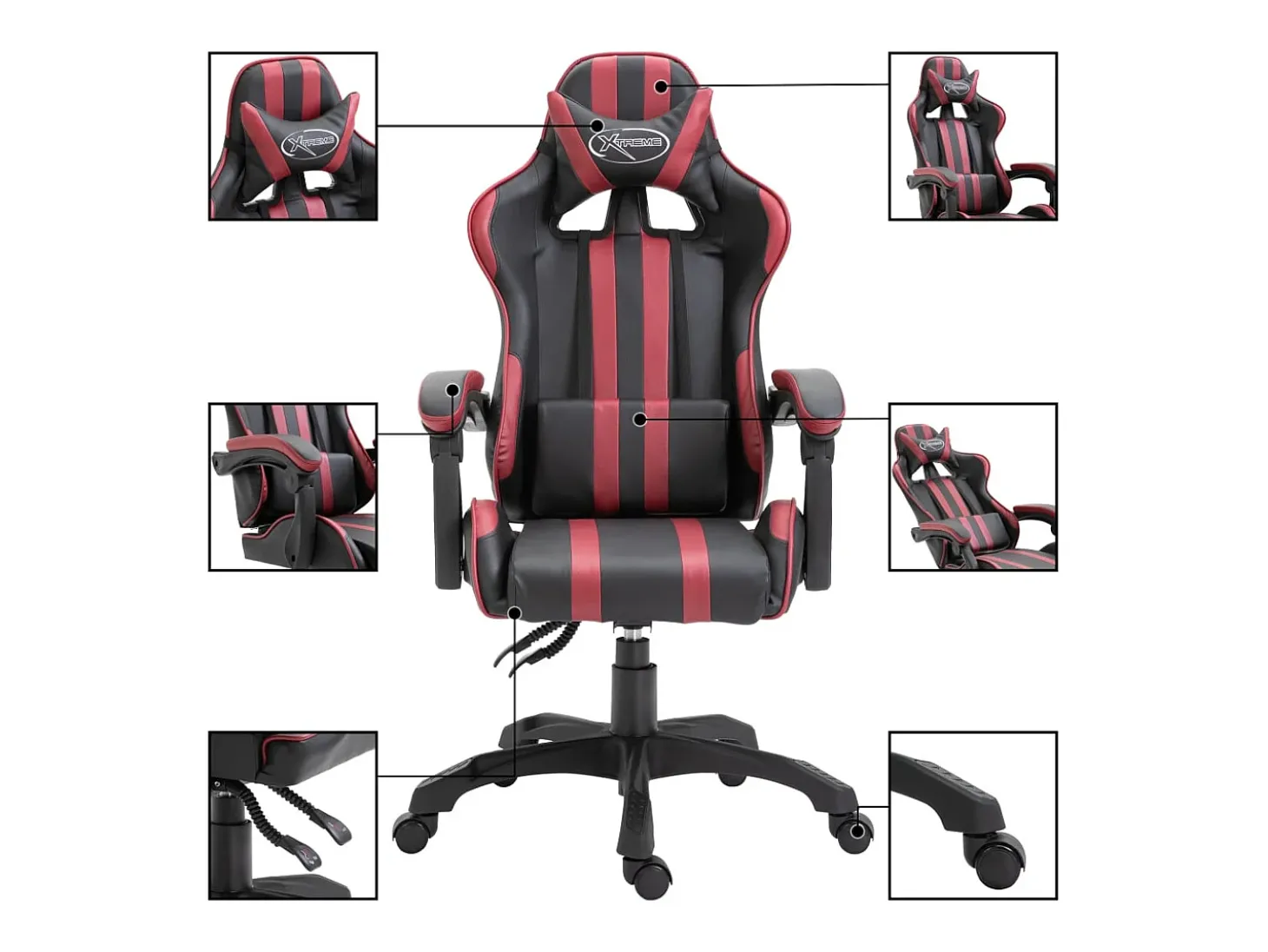 Cadeira de gaming couro artificial vermelho tinto