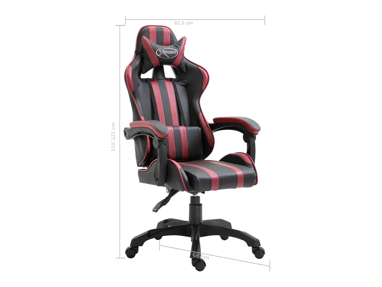 Cadeira de gaming couro artificial vermelho tinto