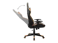 Cadeira de gaming couro artificial preto e laranja