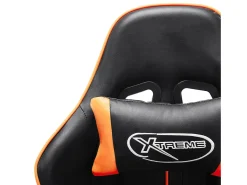 Cadeira de gaming couro artificial preto e laranja