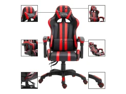 Cadeira de gaming couro artificial vermelho