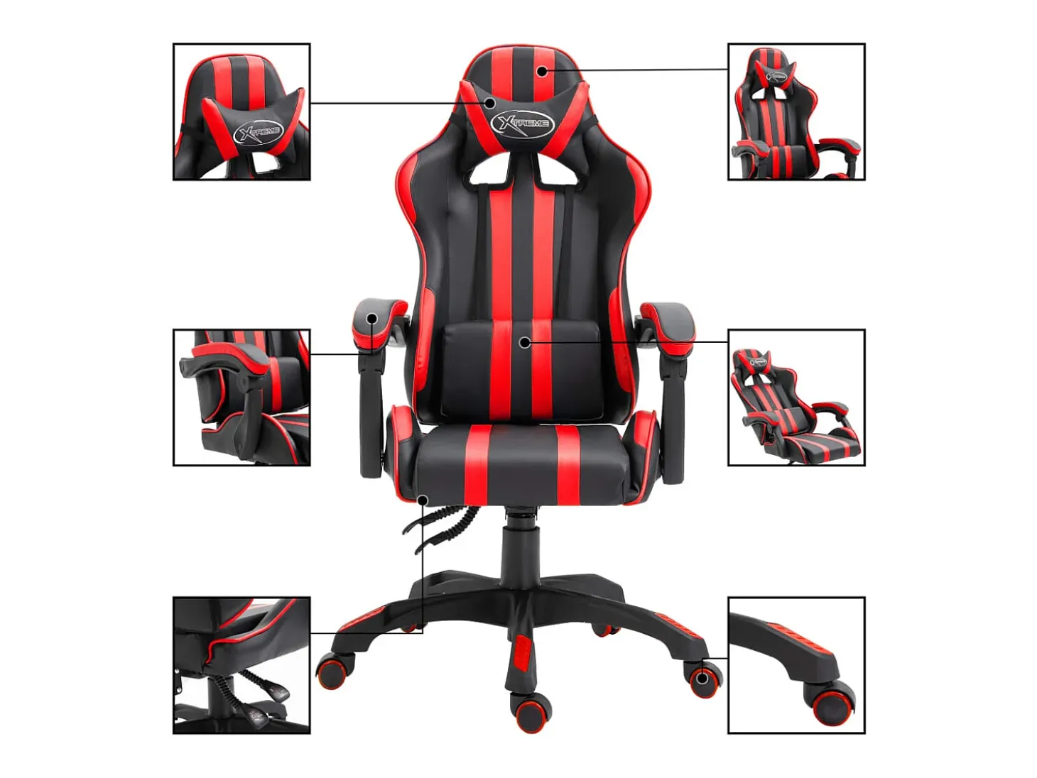 Cadeira de gaming couro artificial vermelho