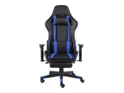 Cadeira de gaming giratória com apoio de pés PVC azul