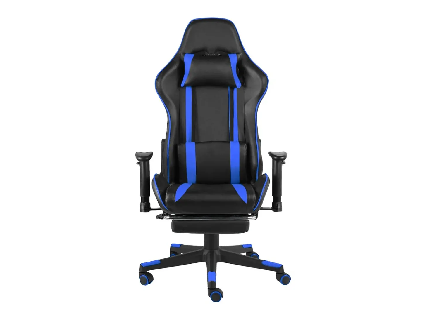 Cadeira de gaming giratória com apoio de pés PVC azul