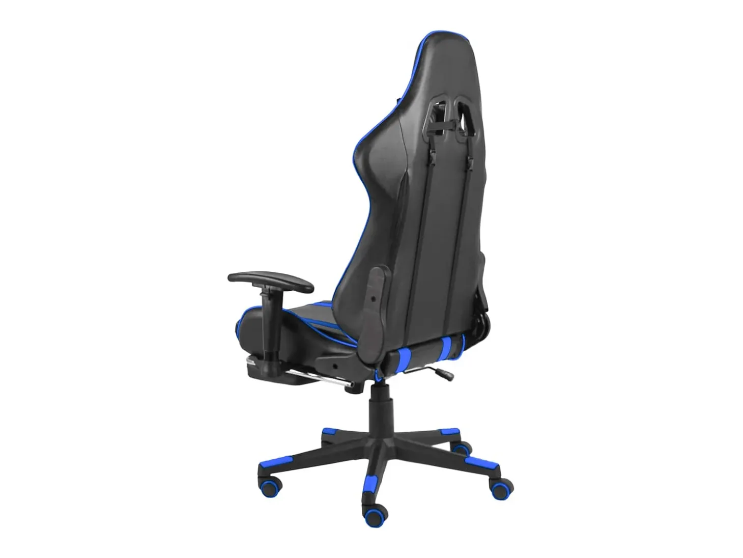 Cadeira de gaming giratória com apoio de pés PVC azul