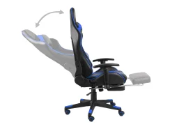 Cadeira de gaming giratória com apoio de pés PVC azul