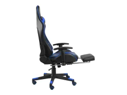 Cadeira de gaming giratória com apoio de pés PVC azul