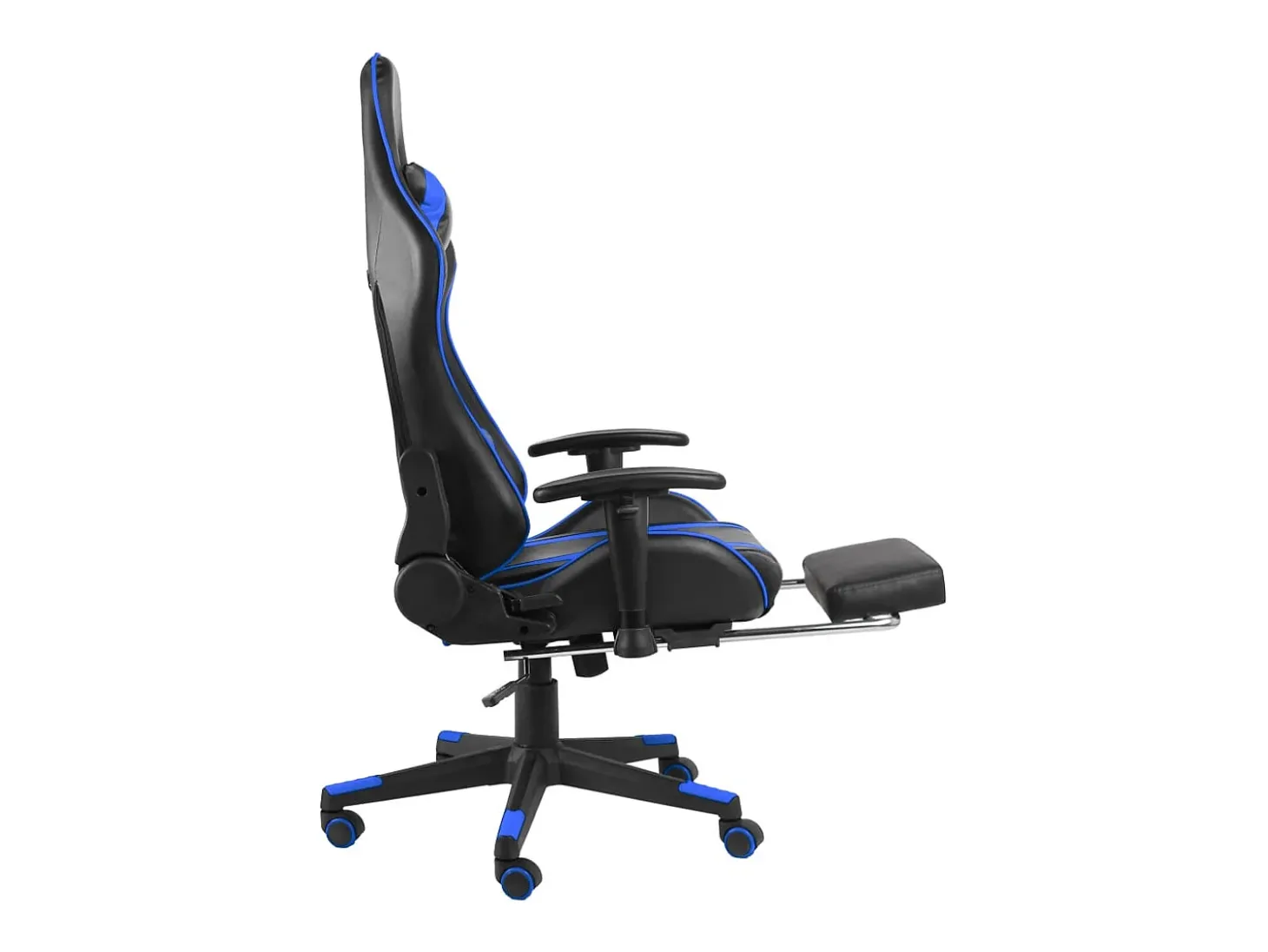 Cadeira de gaming giratória com apoio de pés PVC azul