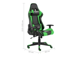 Cadeira de gaming giratória PVC verde