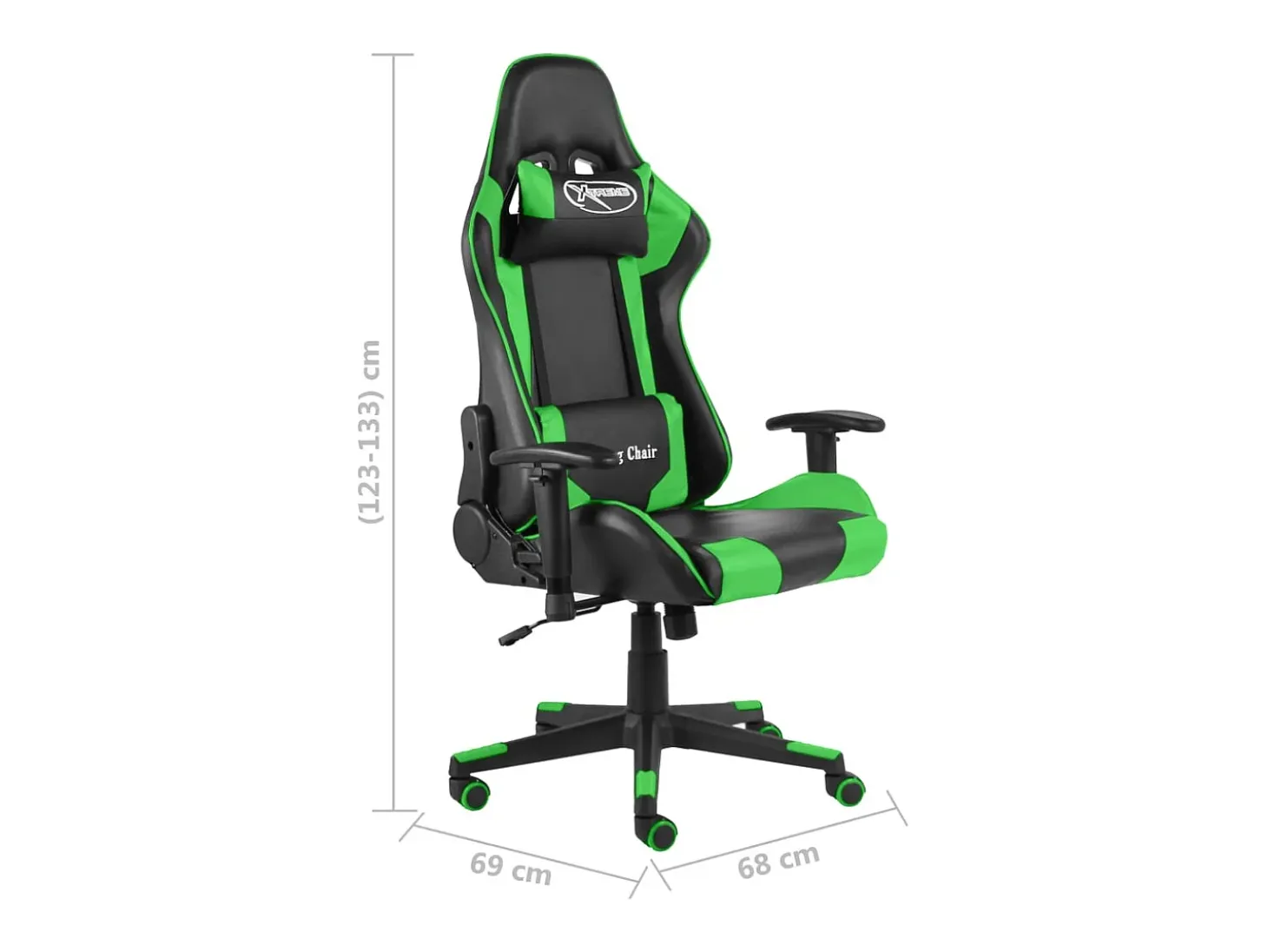 Cadeira de gaming giratória PVC verde