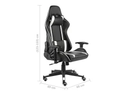 Cadeira de gaming giratória PVC branco