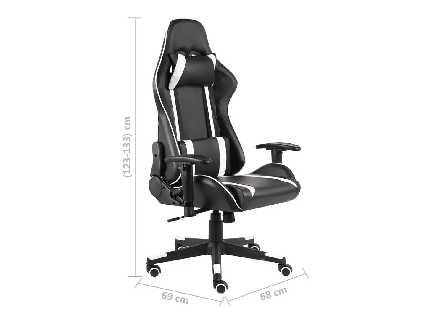 Cadeira de gaming giratória PVC branco