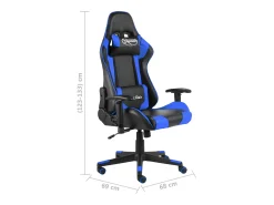 Cadeira de gaming giratória PVC azul