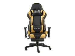 Cadeira de gaming giratória com apoio de pés PVC dourado