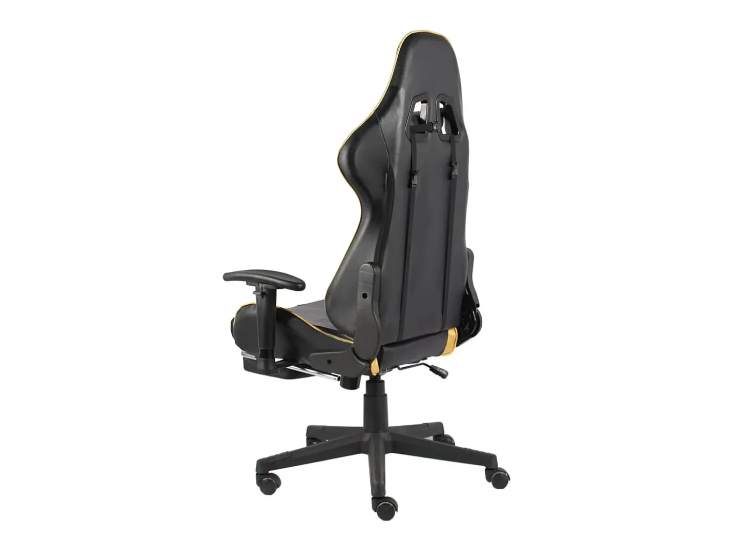 Cadeira de gaming giratória com apoio de pés PVC dourado