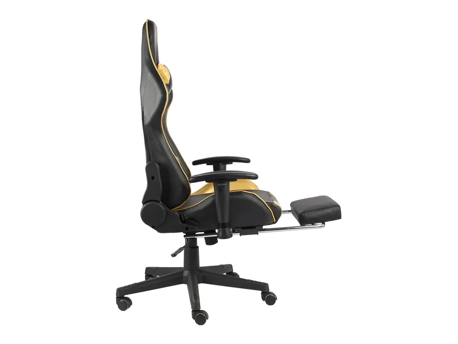 Cadeira de gaming giratória com apoio de pés PVC dourado