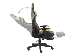 Cadeira de gaming giratória com apoio de pés PVC dourado