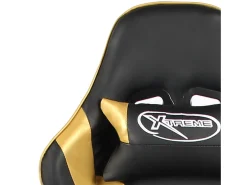 Cadeira de gaming giratória com apoio de pés PVC dourado