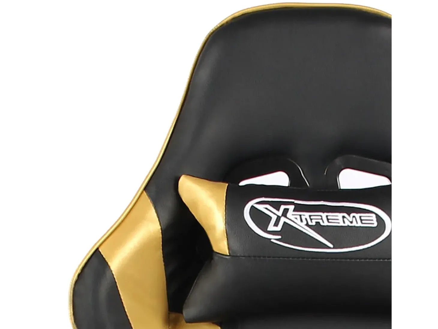 Cadeira de gaming giratória com apoio de pés PVC dourado