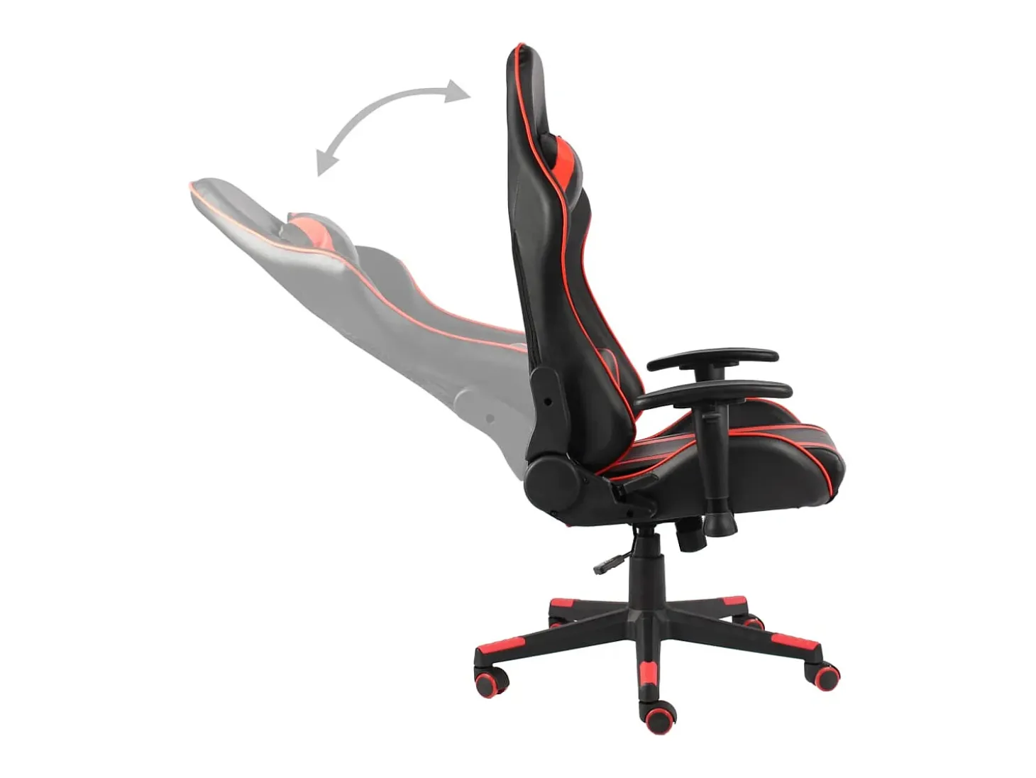 Cadeira de gaming giratória PVC vermelho