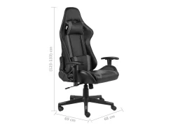 Cadeira de gaming giratória PVC cinzento