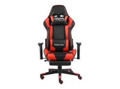 Cadeira de gaming giratória com apoio de pés PVC vermelho