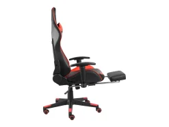 Cadeira de gaming giratória com apoio de pés PVC vermelho