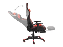 Cadeira de gaming giratória com apoio de pés PVC vermelho