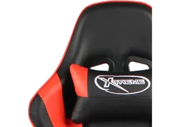 Cadeira de gaming giratória com apoio de pés PVC vermelho