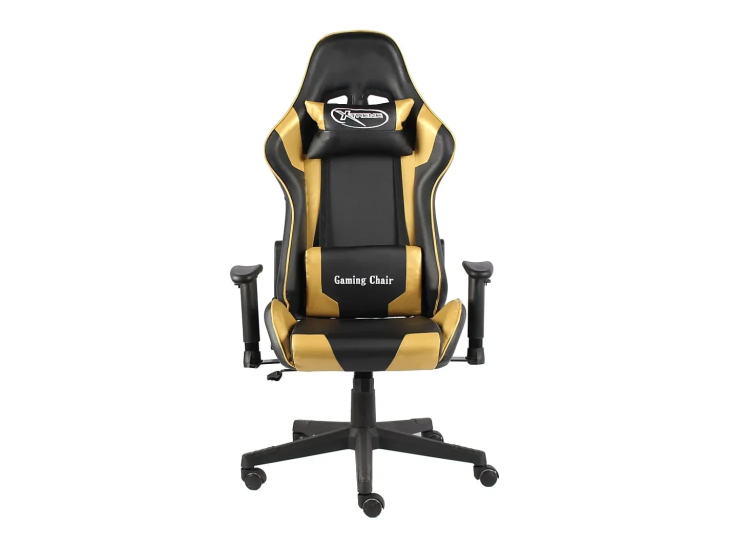 Cadeira de gaming giratória PVC dourado