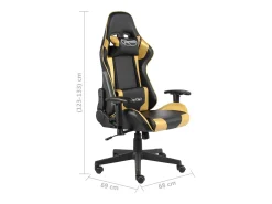 Cadeira de gaming giratória PVC dourado