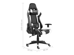 Cadeira de gaming giratória PVC branco
