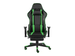 Cadeira de gaming giratória com apoio de pés PVC verde