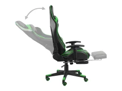 Cadeira de gaming giratória com apoio de pés PVC verde